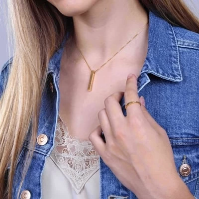 Zilveren Ketting Rose 3D Bar Zwarte Gravering 4 Zilveren Ketting Rose 3D Bar Zwarte Gravering - Afbeelding 2