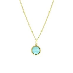 Zilveren Ketting&hanger Gold Gemstone Amazonite
