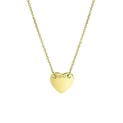 Zilveren Ketting&hanger Gold Graveer Hart