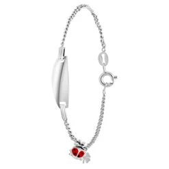 Zilveren Kinder Plaatarmband Met Hanger Kever Emaille