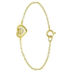 Zilveren Kinderarmband Gold Dubbel Hart Zirkonia