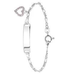 Zilveren Kinderarmband Hart Licht Roze Zirkonia