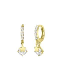 Zilveren Kinderoorbellen Gold Ster Met Zirkonia