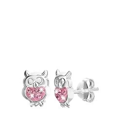 Zilveren Kinderoorbellen Uil Met Kristal
