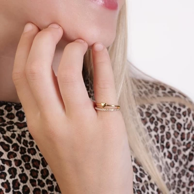 Zilveren Kinderring Goldplated Met Hart En Zirkonia 4 Zilveren Kinderring Goldplated Met Hart En Zirkonia - Afbeelding 2