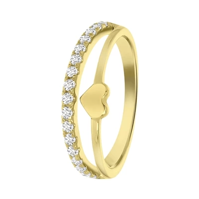Zilveren Kinderring Goldplated Met Hart En Zirkonia 3 Zilveren Kinderring Goldplated Met Hart En Zirkonia