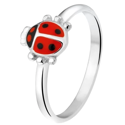 Zilveren Kinderring Lieveheersbeestje 3 Zilveren Kinderring Lieveheersbeestje