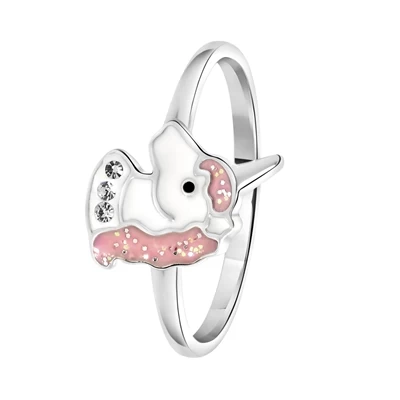 Zilveren Kinderring Unicorn Emaille 3 Zilveren Kinderring Unicorn Emaille