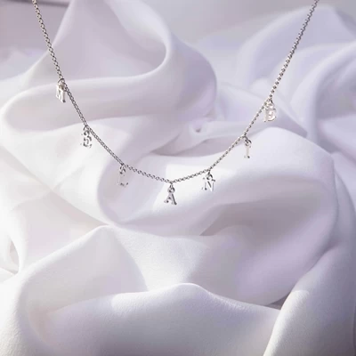 Zilveren Naamchoker Bedel Letters 5 Zilveren Naamchoker Bedel Letters - Afbeelding 3