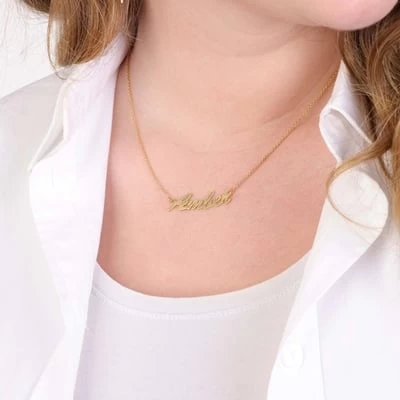 Zilveren Naamketting Goldplated 4 Zilveren Naamketting Goldplated - Afbeelding 2