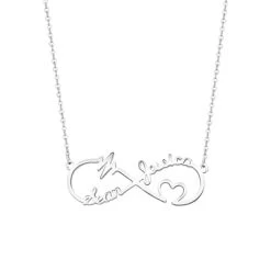 Zilveren Naamketting Infinity/heart/heartbeat