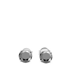 Zilveren Oorbellen Met Zwarte Zirkonia Rond 6mm