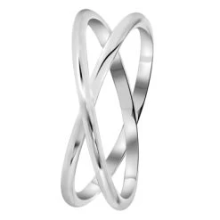 Zilveren Ring Gekruist Rhodiumplated
