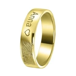 Zilveren Ring Gold Vingerafdruk & Gravering
