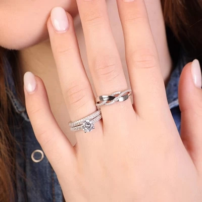 Zilveren Ring Gravering Zirkonia 4 Zilveren Ring Gravering Zirkonia - Afbeelding 2