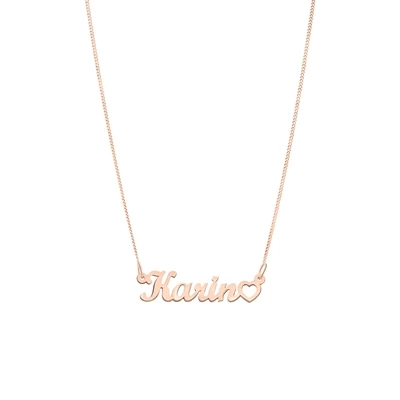 Zilveren Roseplated Naamketting Met Hart 3 Zilveren Roseplated Naamketting Met Hart