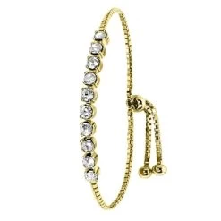 Zilveren Tennisarmband Gold Kristal White