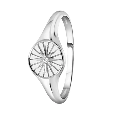 Zilveren Zegelring Disc/galaxy Ster Met Zirkonia 3 Zilveren Zegelring Disc/galaxy Ster Met Zirkonia