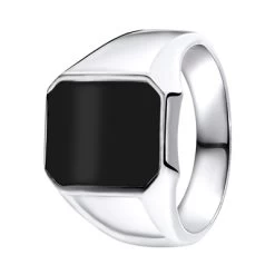 Zilveren Zegelring Zwarte Steen